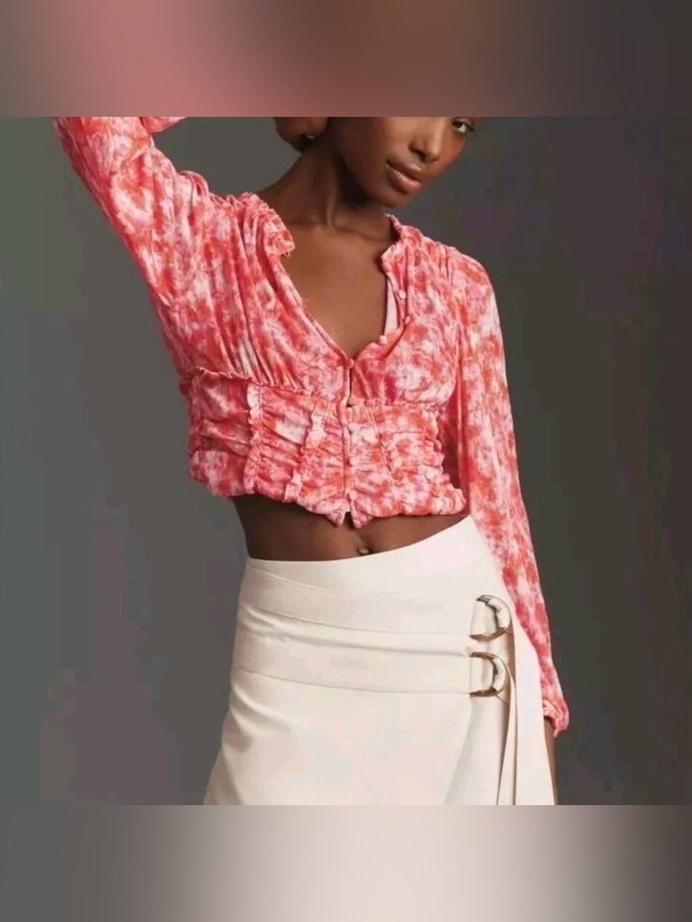 NWT Anthropologie Pink Ruched Top